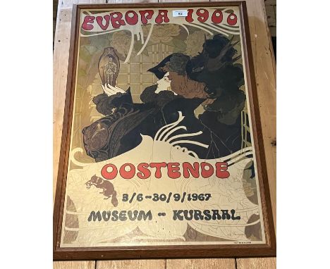 A Vintage Europa 1900 OOSTENDE Museum poster dated 1967. [Frame 66x46cm] 