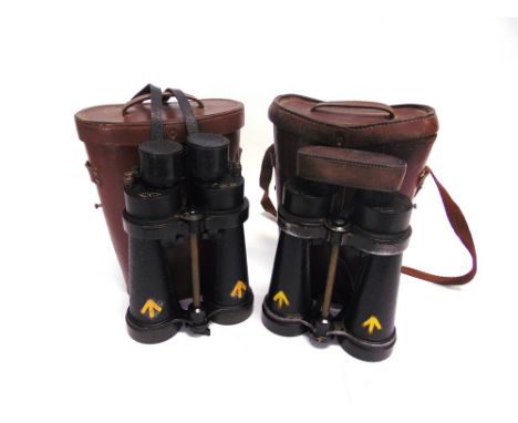 TWO PAIRS OF BARR & STROUD SERVICE ISSUE BINOCULARS both 7x CF41, serial numbers 38118 and 69393, each with arrow-head markin