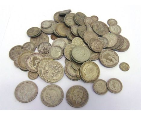 GREAT BRITAIN - ASSORTED SILVER COINAGE, 1920-46 (total approximately 819g).