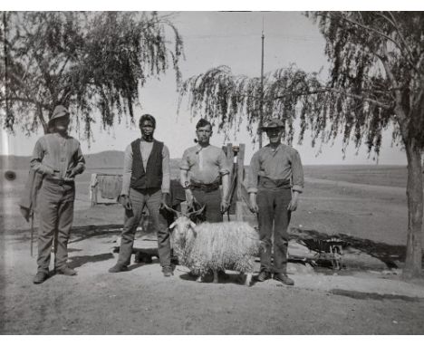 TWENTY-EIGHT PHOTOGRAPHIC MAGIC LANTERN SLIDES OF BOER WAR INTEREST including those titled by hand 'Regt. Goat'; 'Camp Bones'