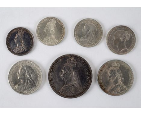 GREAT BRITAIN - ASSORTED SILVER COINAGE comprising a Victoria double-florin, 1887; Victoria florins, 1887 &amp; 1899; and Vic