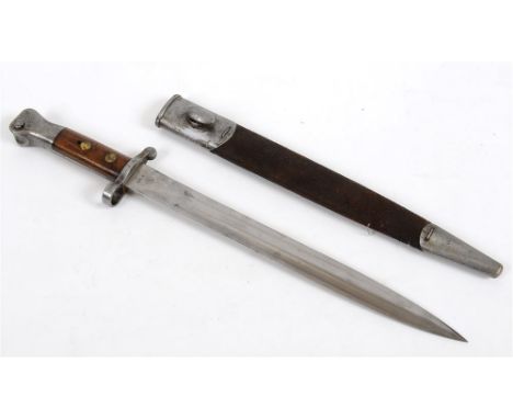 A BRITISH 1888 PATTERN MK I KNIFE BAYONET the 30.5cm blade stamped at the ricasso 'WD' below an arrow mark and 'A8 E' below a