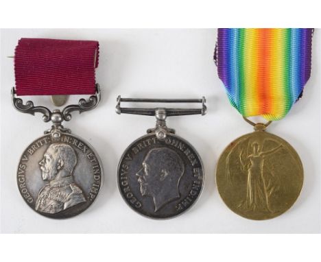 A GREAT WAR L.S.G.C. GROUP OF THREE MEDALS TO SERJEANT-BUGLER J. CALVER, SOMERSET LIGHT INFANTRYcomprising the British War Me