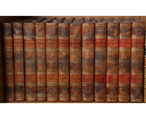 Petitot (M) Répertoire du Théâtre François. 23 Vols. Perlet, Paris 1803/4. Full 'burr' calf with gilt greek border, banded sp