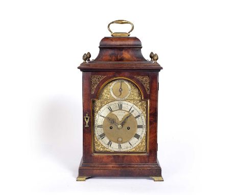 A George III mahogany bracket clock, the arched brass dial signed Edw. Smith Richmond c1780 with embossed spandrels, strike/s