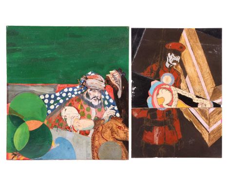 Vivian Stanshall (1943-1995) British, founding member of the Bonzo Dog Doo-Dah Band, two small artworks, oil and mixed media 