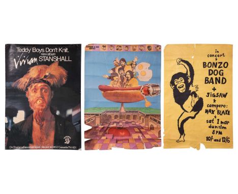 From the collection of Vivian Stanshall, an early and original concert poster for 'The Bonzo Dog Band' and 'Jigsaw', compered