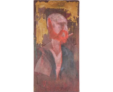 Vivian Stanshall (1943-1995), self-portrait, mixed media on canvas, 97 cm x 49 cm unframed.  This lot, along with all others 