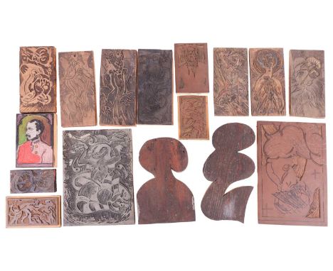 A collection of artist items from the collection of Vivian Stanshall, comprising a number of woodblock and print stencils, an