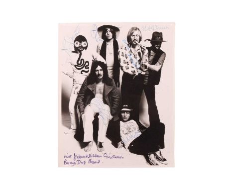 The Bonzo Dog Doo-Dah Band: a fully signed black and white photograph of the band, with the signatures in various ink, of Viv