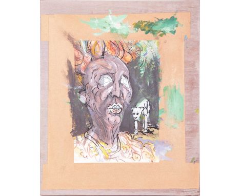 Vivian Stanshall (1943-1995) British, founding member of the Bonzo Dog Doo-Dah Band, abstract portrait, pen and watercolour o