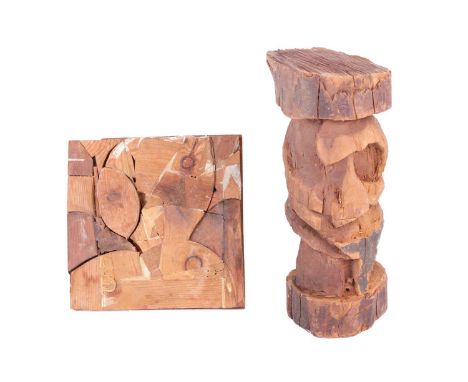 Vivian Stanshall (1943-1995) British, founding member of the Bonzo Dog Doo-Dah Band, a carved wood abstract self-portrait, 41