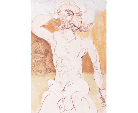 Vivian Stanshall (1943-1995) British, founding member of the Bonzo Dog Doo-Dah Band, abstract portrait of a male nude, pen an