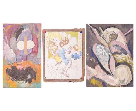 Vivian Stanshall (1943-1995) British, founding member of the Bonzo Dog Doo-Dah Band, a group of three paintings, two on wood,