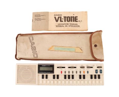 A Casio VL-Tone VL-1 Keyboard, with original carry pouch and operation manual, from the personal collection of Vivian Stansha