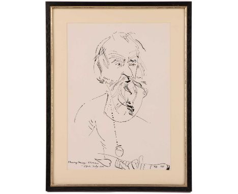 Humphrey Ocean RA (b.1951), Portrait sketch of Vivian Stanshall, pen and ink, signed and dated 29th July 1980, 29 cm x 20.5 c