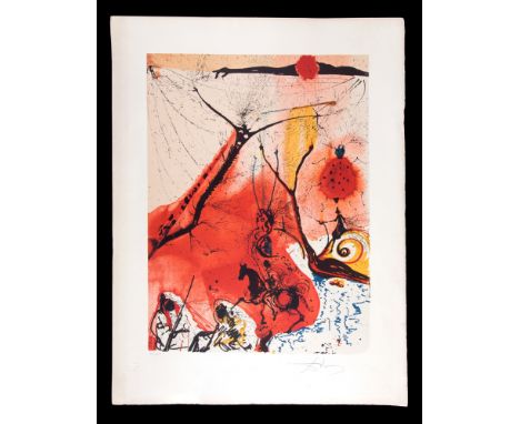 SALVADOR DALI' (Figueres 1904-1989). Color lithograph "LE REVE ONIRIQUE". Signed lower right. Numbered 39/195. With certifica