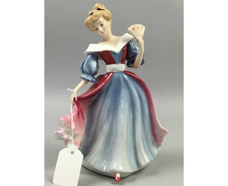ROYAL DOULTON FIGURE OF 'LADY WORSLEY',along with six other Royal Doulton figures and a Royal Worcester figure of 'Ruby' (8)
