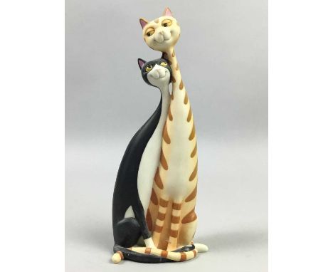 GROUP OF WADE WHIMSIES,along with various animal figures, predominantly cats, including a Border Fine Arts group of two cats 
