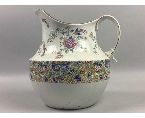 GRECIAN EWER AND BASIN,with floral decoration, the basin 39cm diameter (2)