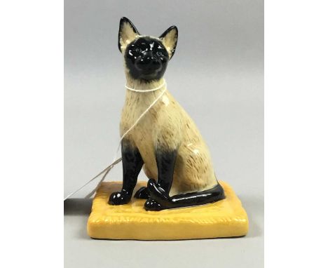 ROYAL DOULTON 'ANIMALS' COLLECTION SIAMESE CAT,RDA 20, in original box, along with other decorative cat figures including cer