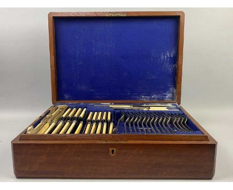 OAK CASED CANTEEN OF CUTLERY,along with two other canteens of cutlery (3)Smallest canteen contains:12 Forks12 KnivesMiddle ca