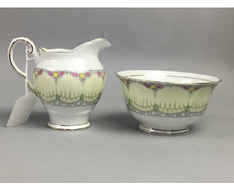 TUSCAN PART TEA SERVICE,with floral and gilt decoration