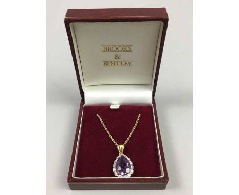 SILVER AND AMETHYST PENDANT NECKLACE,Maker Brooks &amp; Bentley