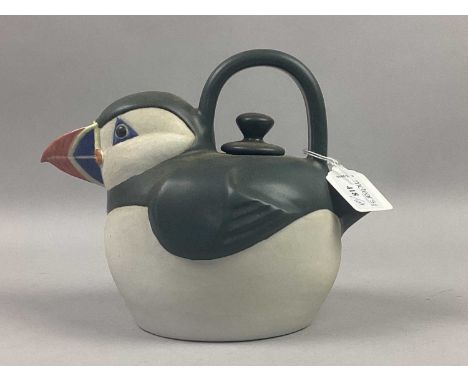 CERAMIC TEA POT,in the form of a puffin, along with other various tea pots