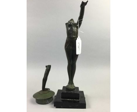 ART DECO BRONZED SPELTER TABLE LAMP,for restoration