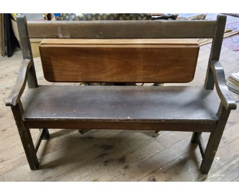 An early 20th century elm hallway bench, of small proportions, 121cm with x 92cm h x 44cm d 