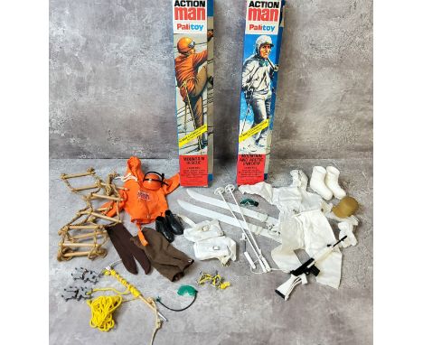 A Palitoy Action Man Mountain Rescue #35022 comprising anorak, breeches, socks, boots, googles (damaged), helmet, rope ladder