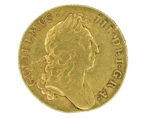 King William III, Guinea, 1695. King William III, Guinea, 1695, First laureate bust r. R. Crowned cruciform shields, sceptres