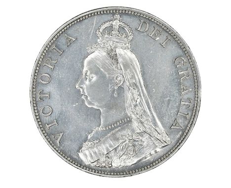 Queen Victoria, Double-Florin, 1890. Queen Victoria, Double-Florin, 1890, Jubilee bust l. R. Crowned cruciform shields, edge 