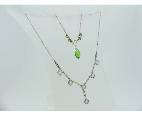 Two vintage 9ct yellow gold paste set Necklaces (2)