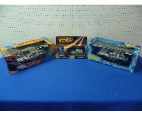 Back to the Future; A 1:18 scale die cast model of the Delorean Time Machine, by Sun Star, in original packaging, together wi