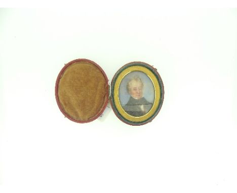 Two 19th century Portrait Miniatures, Mr Baily and Mrs Baily, both ovals, one on an ornate oval gilt metal frame with suspens
