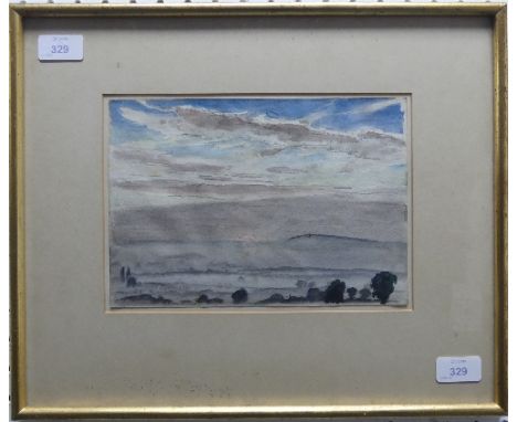 •Dame Laura Knight, R.A. (British, 1877-1970), Looking over Boudon Hill from Malvern, Early Morning Mists, watercolour, signe