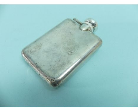 A small George V silver Hip Flask, by A &amp; J Zimmerman Ltd., hallmarked Birmingham, 1919, screw fitting hinged cap, two sm