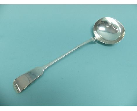 A George V silver fiddle pattern Soup Ladle, by John ROund &amp; Son Ltd., hallmarked Sheffield, 1913, 14¼in (36cm) long, app