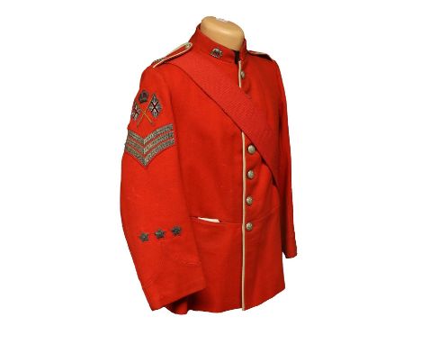 An Edwardian Scarlet Tunic to a Colour Sergeant the 2nd Volunteer Battalion the Duke of Wellington's (West Riding) Regiment, 