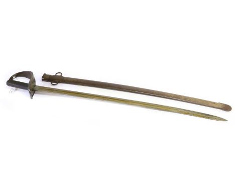 A British 1890 Pattern Cavalry Trooper's Sword to the 7th Dragoon Guards, the 87cm single edge fullered steel blade with broa