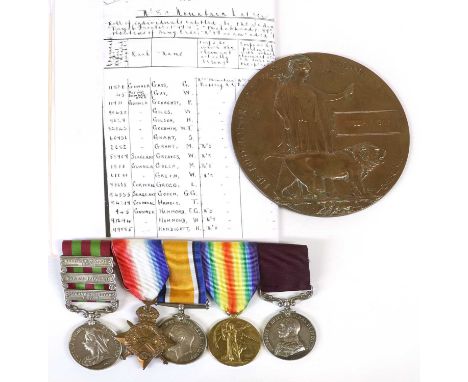 A Victorian/First World War Long Service and Casualty Group of Five Medals with Memorial Plaque, awarded to 545 William Edwar