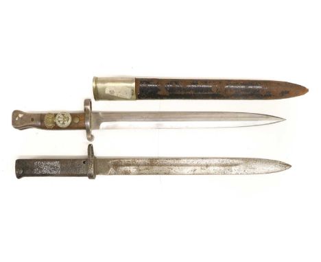  A British 1888 Pattern Mk.II Lee Metford Bayonet, the 30.5cm double edge steel blade with raised medial ridge, the ricasso m