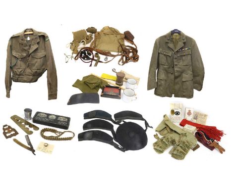 A Quantity of Uniform Parts, including an officer's Number 2 service tunic and battledress blouse to the Sherwood Foresters, 