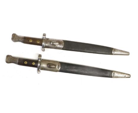 Two British 1888 Pattern Mk.II Bayonets by Wilkinson, each with steel scabbard marked at the ricasso with maker's name, inspe