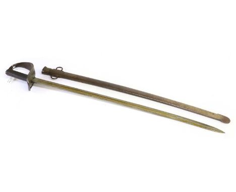 A British 1885 Pattern Cavalry Trooper's Sword, the 87cm single edge fullered steel blade with War Department broad arrow, va