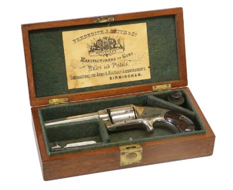 A 19th Century Whitneyville Five Shot .32 Rimfire Revolver, with chromed finish, 8.5cm octagonal barrel faintly stamped with 