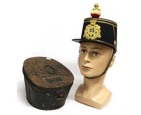 A Victorian Officer's Black Cloth Forage Cap to the 33rd (Duke of Wellington's) Regiment of Foot, of kepi type, the sides wit