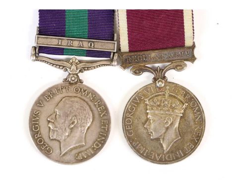 A General Service Medal, 1918-62, with clasp IRAQ, awarded to S-8098 PTE.H.BRANCH, R.A.S.C.; an Army Long Service and Good Co